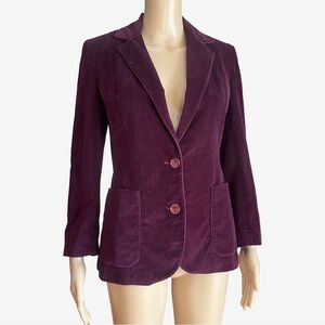 Vintage Candore Fashions Plum Cotton Velvet Blazer | Made in Canada | 80s - 90s